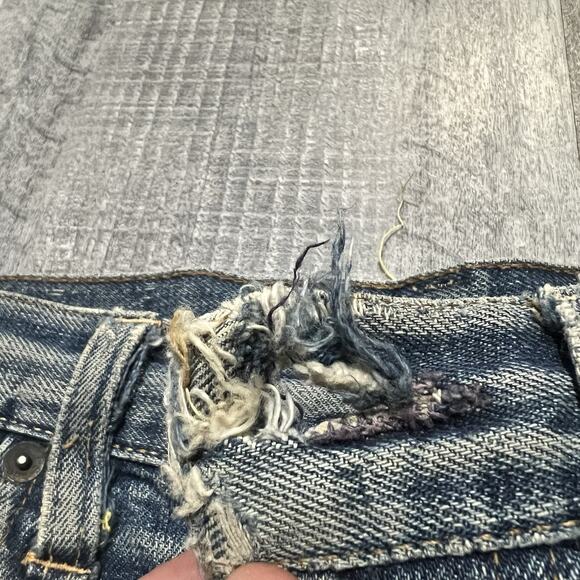 VTbiG Levis Patchwork Denim Shorts 1960s Big E Hippie Cut Off Jean Shorts 31 - Picture 7 of 9